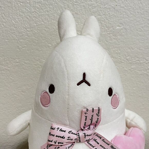Molang Plush Pink Heart Pink Bow Loved Stuffed Animal - Picture 2 of 8